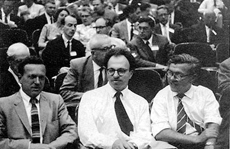 Thomas Gold, Hermann Bondi and Fred Hoyle, promotors of the steady state theory" 