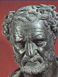 A portrait of Democritus (460-370 BC), the founder of atomistic theory.