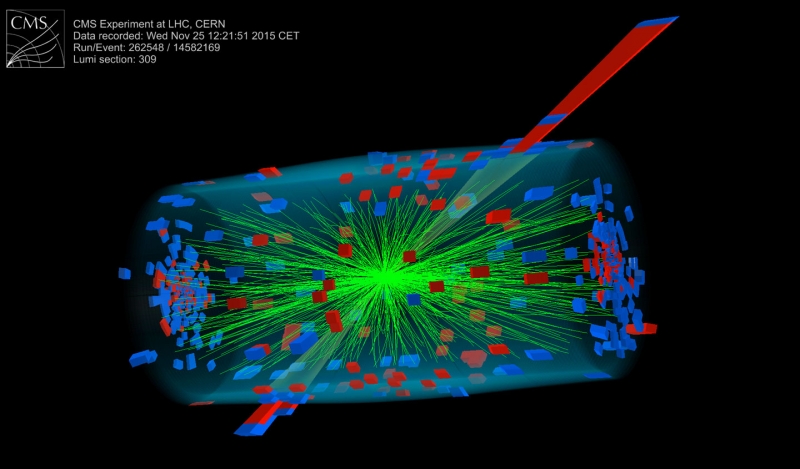 Cette collision d'ions lourds effectuée au CERN permet de déconfiner les quarks et d'étudier expérimentalement les propriétés du plasma quark-gluon. 